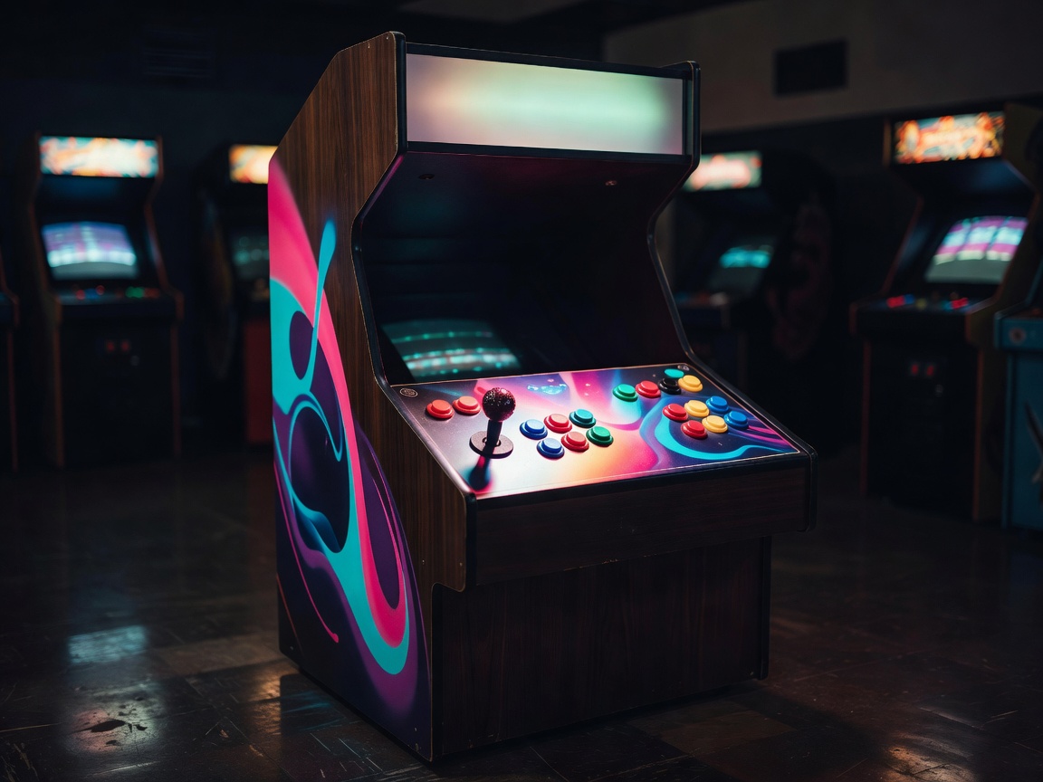 Arcade kabinetti ja taustavalaistu ohjauspaneeli